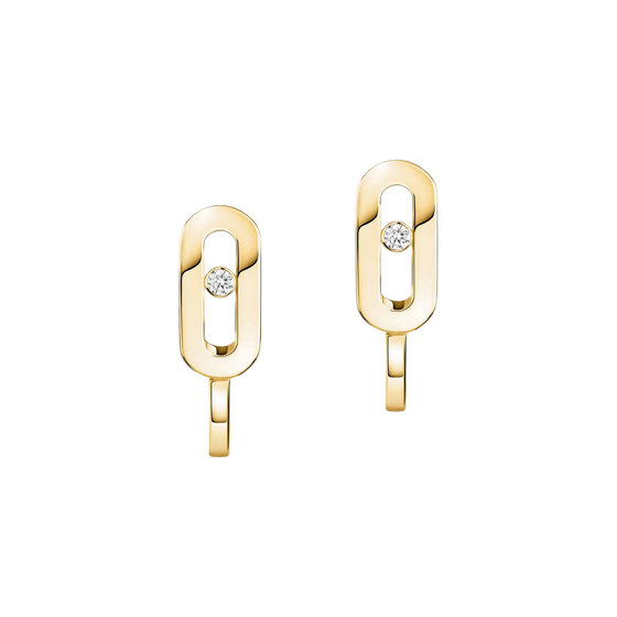 Move Uno Mini Hoops Yellow Gold Diamond Earrings
