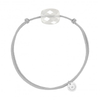 Bracelet, White Moonstone, Grey Mouse Cord