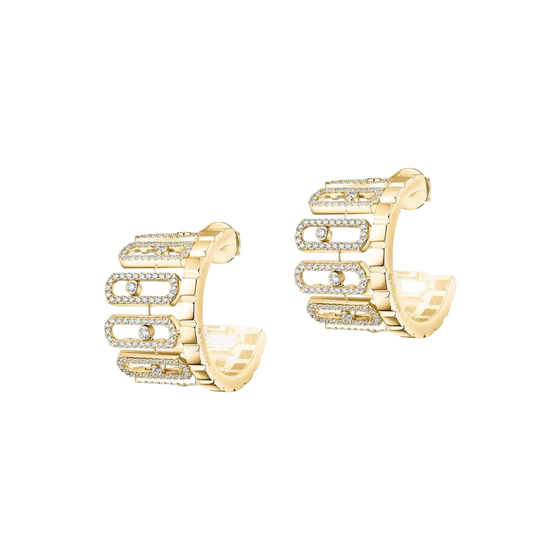 Move Iconica Pavé Yellow Gold Diamond Earrings