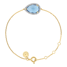  Bracelet, Topaz Swiss Blue, Diamonds, Yellow Gold