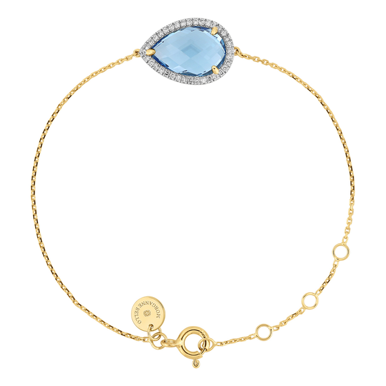 Bracelet, Topaz Swiss Blue, Diamonds, Yellow Gold