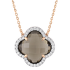 Collier, Quartz Fume Grand Modèle, Diamants, Or Rose