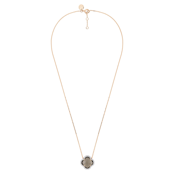 Collier, Quartz Fume Grand Modèle, Diamants, Or Rose