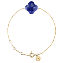  Bracelet Or Jaune Trefle Lapis Lazuli
