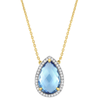 Necklace, Topaz Swiss Blue, Diamonds, Yellow Gold