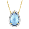 Necklace, Topaz Swiss Blue, Diamonds, Yellow Gold