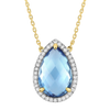 Necklace, Topaz Swiss Blue, Diamonds, Yellow Gold