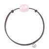 Bracelet, Quartz Rose Poudre, Cordon Taupe