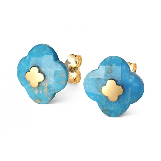 Turquoise Yellow Gold Victoria Studs