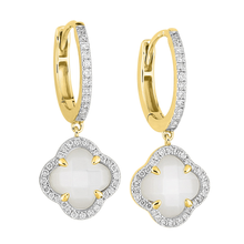  Earrings, Mother Of Pearl, Diamonds, Yellow Gold