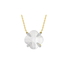  Mother Of Pearl And Diamonds Yellow Gold Victoria Lys Necklace