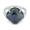 Bague, Labradorite, Diamants, Or Blanc