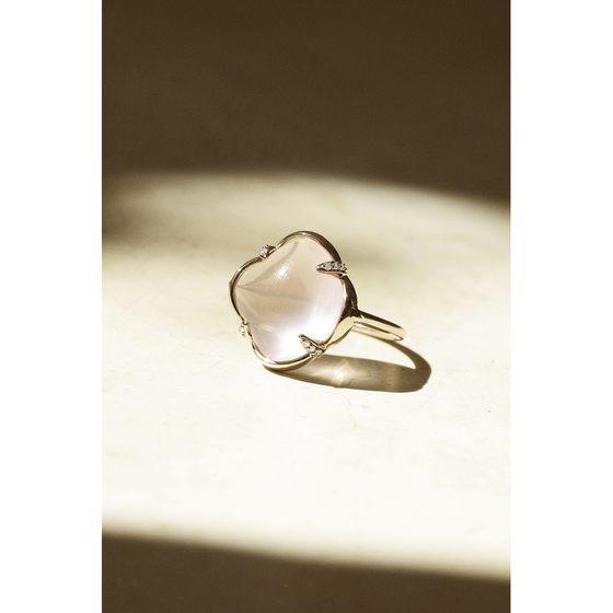Ring, Pink Quartz, Diamonds, Rose Gold