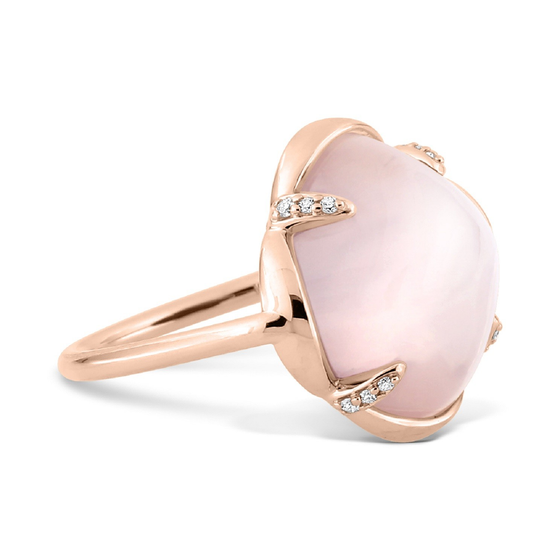 Ring, Pink Quartz, Diamonds, Rose Gold