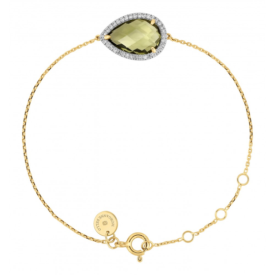 Bracelet Alma Quartz Olive Et Diamants Or Jaune