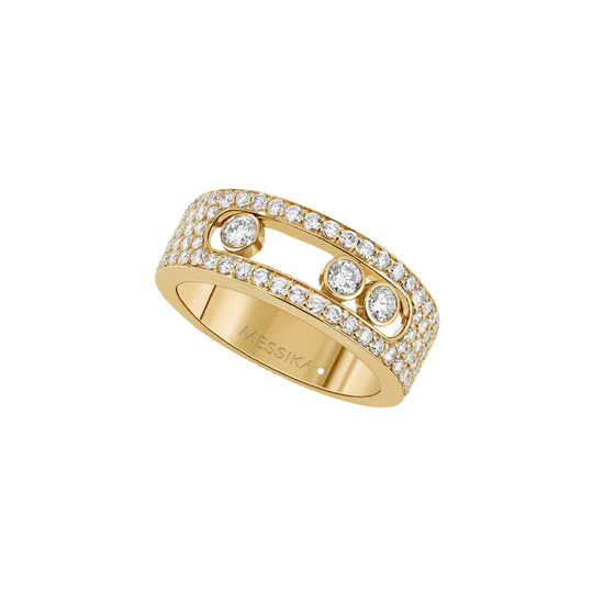 Yellow Gold Diamond Ring Move Joaillerie Pavé SM