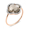 Bague, Quartz Fume, Diamants, Or Rose