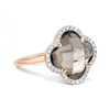 Bague, Quartz Fume, Diamants, Or Rose