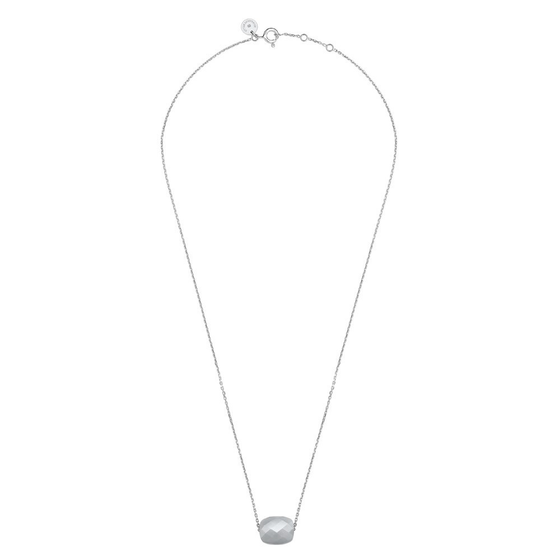 Collier, Pierre De Lune Grise, Or Blanc
