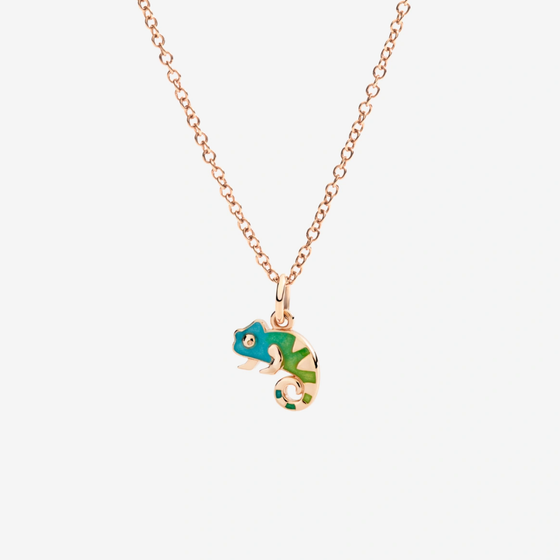 Rose Gold & Enamel Chameleon Charm