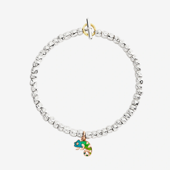 Rose Gold & Enamel Chameleon Charm