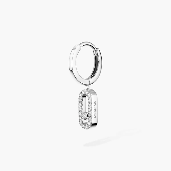 Move Uno Single Hoop White Gold Diamond Earrings