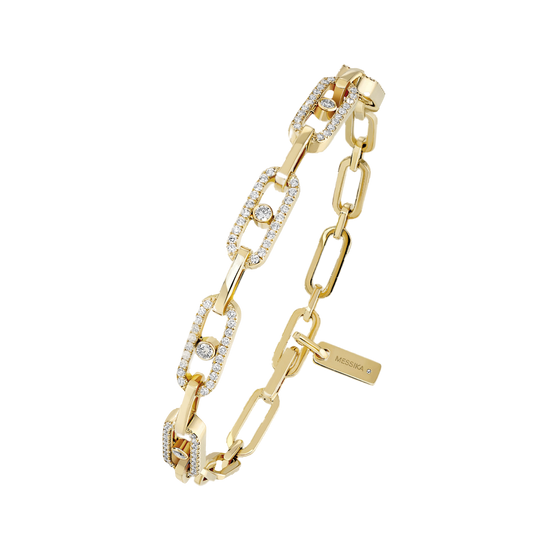 Yellow Gold Diamond Bracelet Move Link Multi