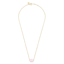  Necklace, Powdery Pink Quartz, Yellow Gold