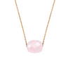 Collier, Quartz Rose Poudre, Or Jaune