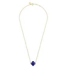 Lapis Lazuli Clover Yellow Gold Necklace