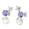 Earrings, Mother Of Pearl, Iolite, Diamonds, White Gold