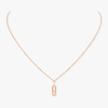 Move Uno Long Necklace Pink Gold Diamond Necklace