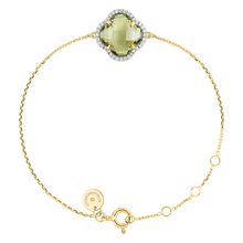  Bracelet Victoria Diamants Quartz Olive + Diamants Or Jaune