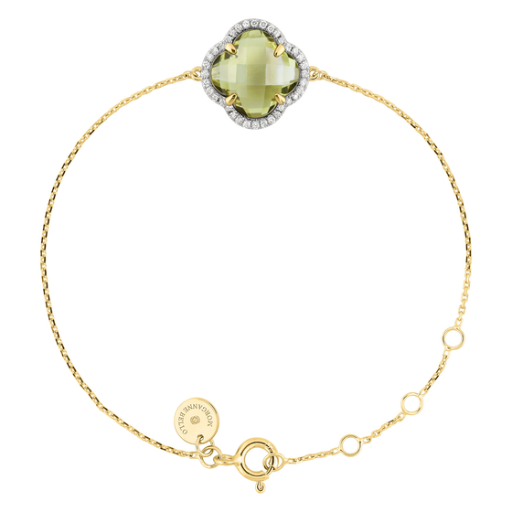 Olive Quartz + Diamonds Yellow Gold Victoria Diamonds Bracelet