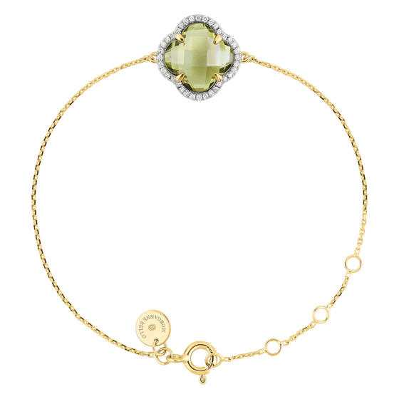 Bracelet, Olive Quartz, Diamonds, Yellow Gold