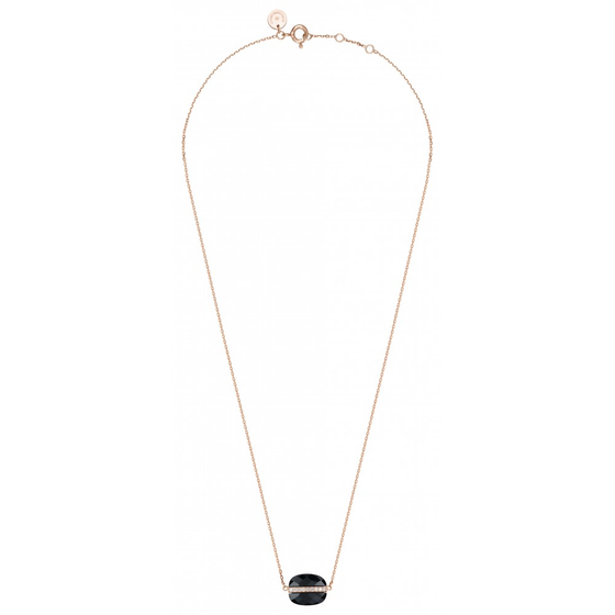 Onyx And Diamonds Aurore Rose Gold Necklace