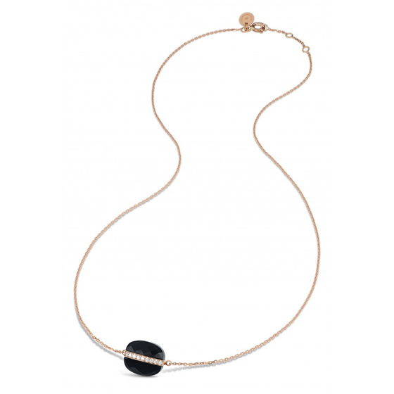 Onyx And Diamonds Aurore Rose Gold Necklace