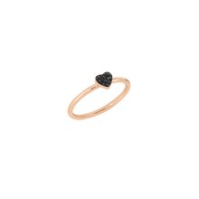  Bague Cœur Or Rose & Diamants Noirs