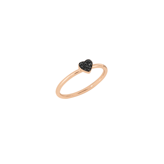 Bague Cœur Or Rose & Diamants Noirs
