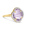 Bague, Amethyste Rose, Diamants, Or Jaune