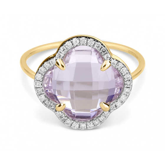 Bague, Amethyste Rose, Diamants, Or Jaune