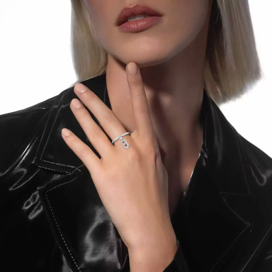 Move Uno Pavé Drop White Gold Diamond Ring