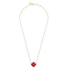  Red Quartz Clover Yellow Gold Necklace