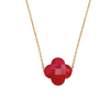 Red Quartz Clover Yellow Gold Necklace