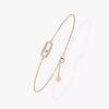 Move Uno pavé bracelet, mini model - child's size Move Uno bracelet in 18-karat rose gold, motif set with brilliant-cut diamonds and one moving diamond in the center. The chain length has been designed to adapt to smaller wrist sizes.