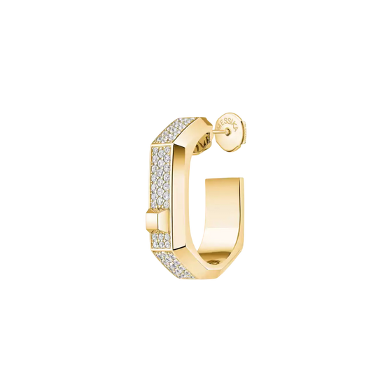 Moderniste pavé single hoop earring MM Yellow Gold Diamond Earrings
