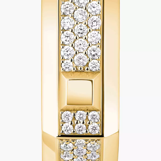 Moderniste pavé single hoop earring MM Yellow Gold Diamond Earrings