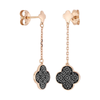 Boucles D'oreilles, Diamants Noirs, Or Rose