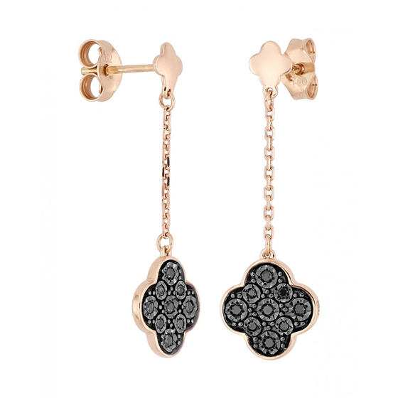 Earrings, Black Diamonds, Rose Gold