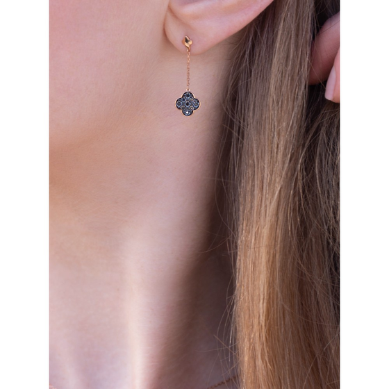 Earrings Set With Black Diamonds In Rose Gold